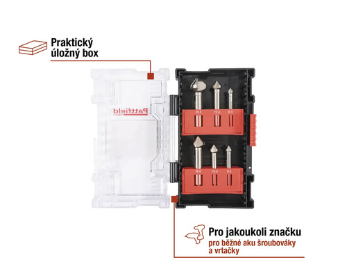 Sada zahlubovacích vrtáků s úložným boxem