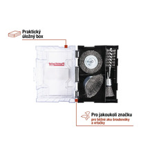 Sada drátěných kartáčů s úložným boxem pro akumulátorové šroubováky a vrtačky