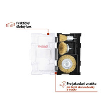Sada drátěných kartáčů v úložném boxu pro vrtačky