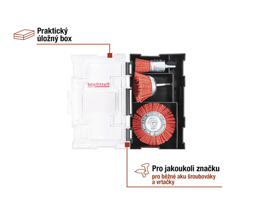Sada drátěných kartáčů Pattfield v úložném boxu