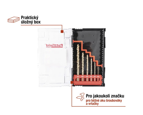 Sada vrtáků v úložném boxu