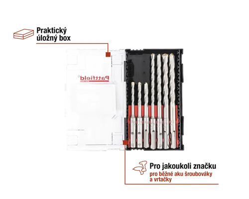 Sada vrtáků v úložném boxu