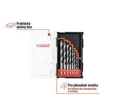 Sada vrtáků v úložném boxu