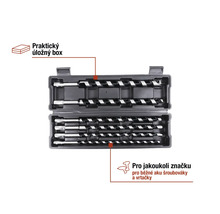 Sada vrtáků do dřeva v úložném boxu