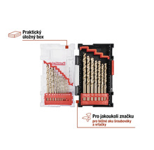 Sada vrtáků v úložném boxu pro vrtačky