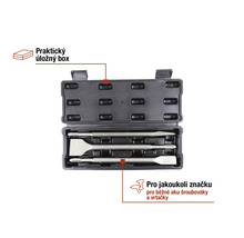 Sada sekáčů s úložným boxem pro vrtačky