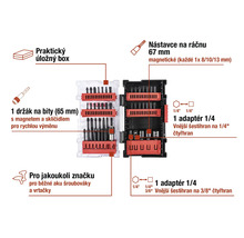 Sada bitů s úložným boxem, držákem bitů a magnetickými šroubovacími nástavci