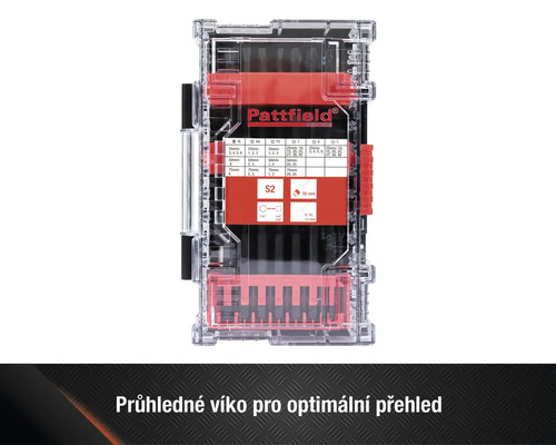 Sada bitů Pattfield v průhledném úložném pouzdře
