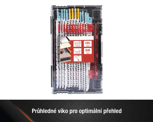 Sada pilových listů v průhledném pouzdře