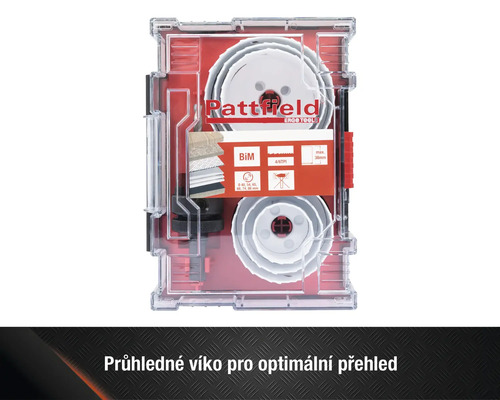 Sada děrovek Pattfield v průhledném plastovém kufříku