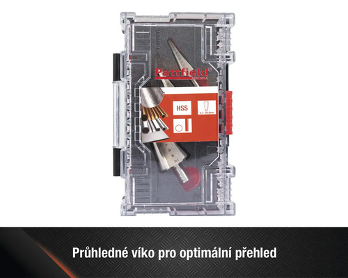 Sada stupňovitých vrtáků Rattfield v průhledné plastové krabičce