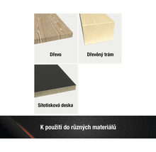 Dřevo, dřevěný trám a sítotisková deska jako materiály pro různé aplikace.