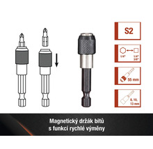 Magnetický držák bitů s funkcí rychlé výměny