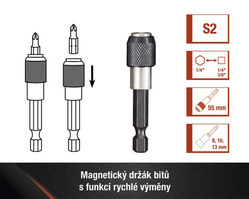 Magnetický držák bitů s funkcí rychlé výměny