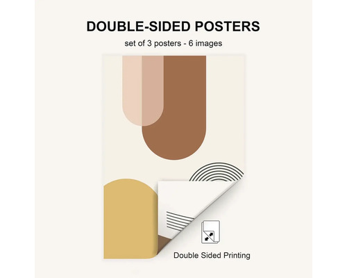 Sada tří oboustranných plakátů s abstraktními geometrickými tvary