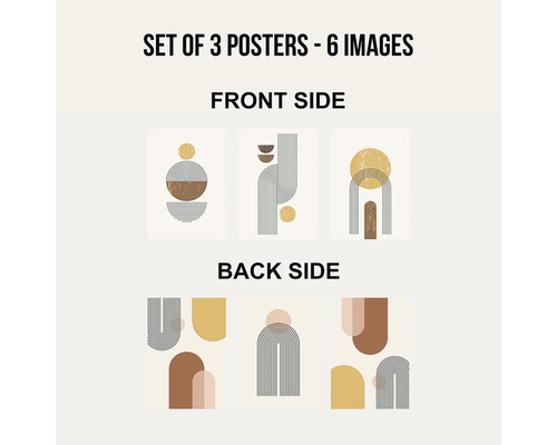 Sada tří plakátů s geometrickými vzory pro dekoraci stěn