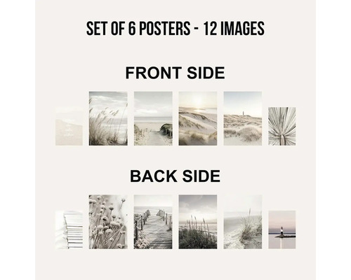 Sada šesti plakátů s dvanácti plážovými motivy