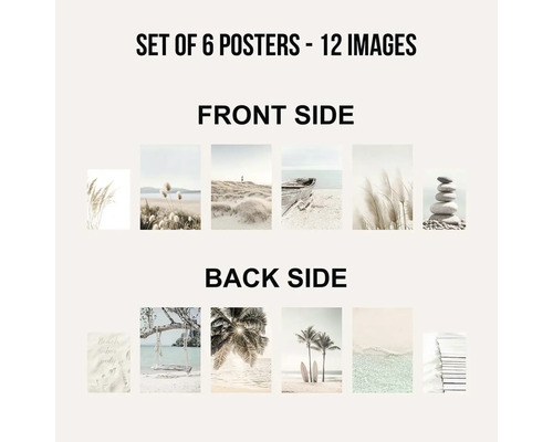 Sada šesti plakátů s dvanácti plážovými motivy