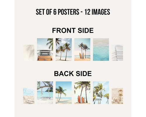 Sada šesti plakátů s dvanácti motivy pláže