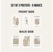 Sada tří plakátů se šesti obrázky, přední a zadní strana