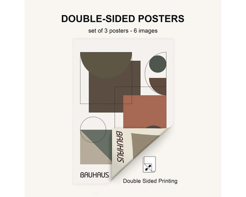 Oboustranné plakáty Bauhaus, sada 3 plakátů - 6 obrázků