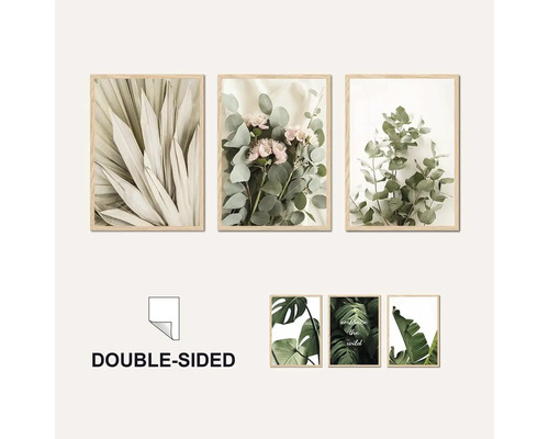 Nástěnné obrazy s rostlinnými motivy v rámu, oboustranné