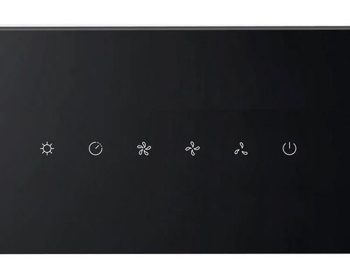 Symboly pro světlo, časovač, stupně ventilátoru a vypínač