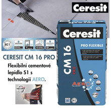 Ceresit CM 16 Pro flexibilní cementové lepidlo S1 při použití a balení