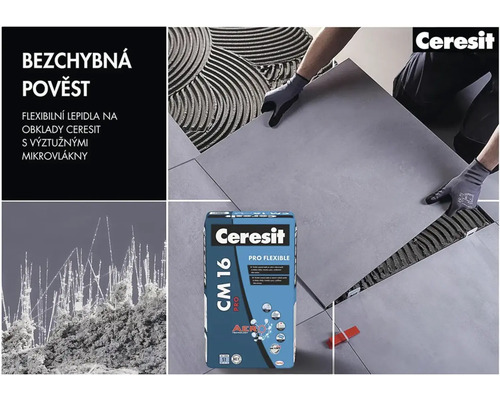 Flexibilní lepidlo na obklady Ceresit CM 16 při pokládce dlaždic