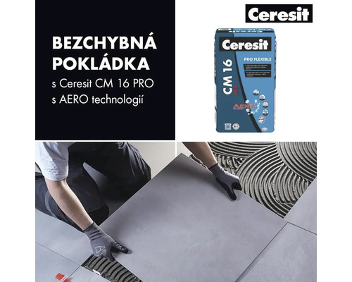Ceresit CM 16 PRO flexibilní lepicí malta používaná při pokládce dlaždic, logo Ceresit