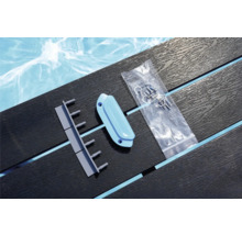 Upevňovací materiál krytu bazénu na dřevěné terase