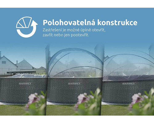 Bazén Marimex s variabilním zastřešením pro úplné, částečné nebo žádné otevření