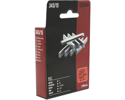 Sponky J C Schwarz typ 343/15, 1200 kusů, v kartonovém obalu