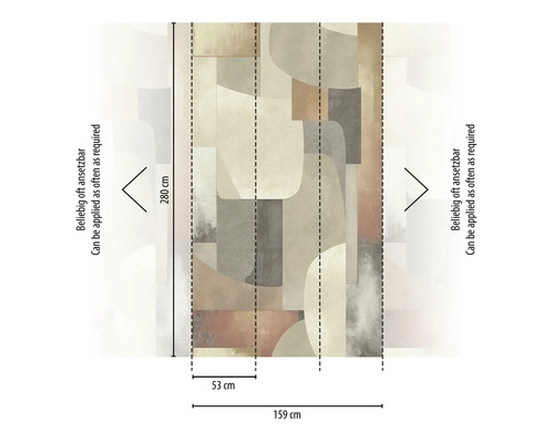 Tapeta s geometrickými tvary o rozměrech 159 cm šířka a 280 cm výška
