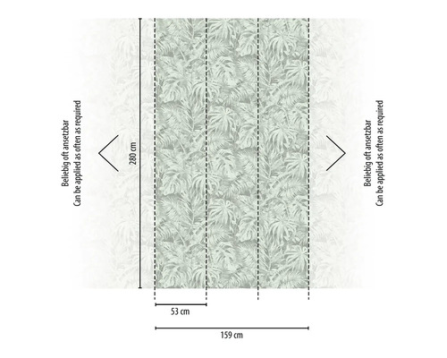 Tapeta s tropickým listovým vzorem a rozměry