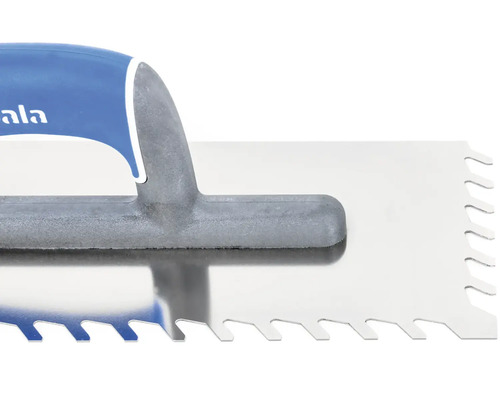 Zubová stěrka s modrou rukojetí pro nanášení lepidla