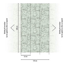 Diagram fototapety s tropickým motivem listů a rozměry