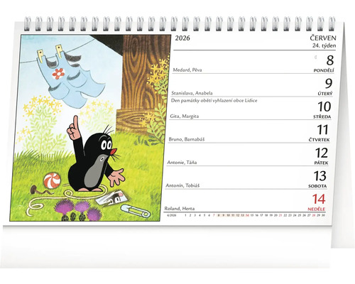 Stolní kalendář s ilustrací Krtečka na červen 2026