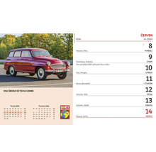 List kalendáře červen 2026 s fotografií vozu Škoda Octavia Combi z roku 1961