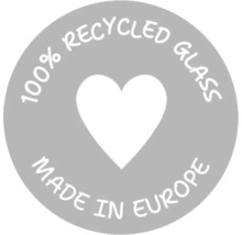 Značka: 100% recyklované sklo, vyrobeno v Evropě