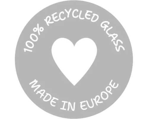 Značka: 100% recyklované sklo, vyrobeno v Evropě