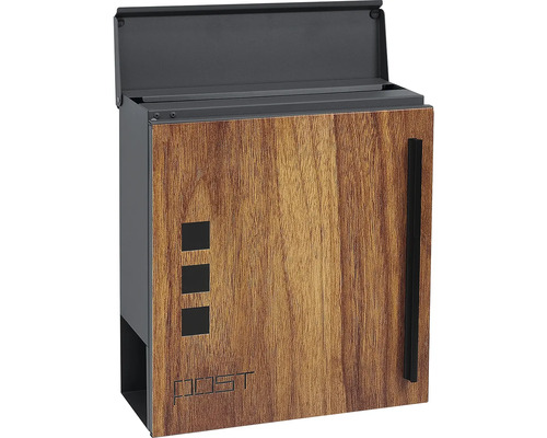 Poštovní schránka s designem dřeva a otvorem