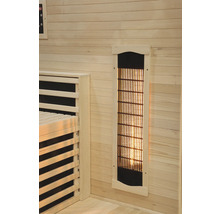 Detail interiéru sauny s lavicí a osvětlením