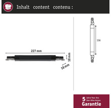 Technický nákres spojky skříně s rozměry a zárukou 5 let