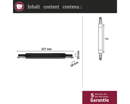 Technický nákres spojky skříně s rozměry a zárukou 5 let
