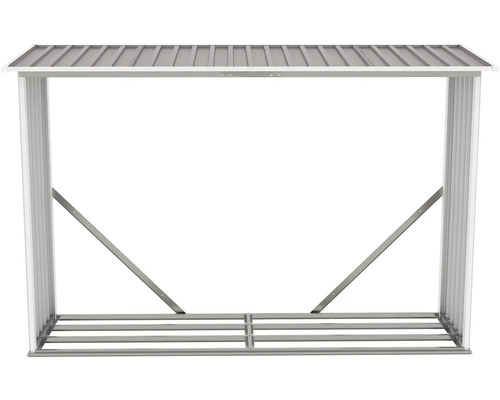 Regál na dřevo z kovu se střechou