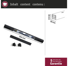 Vnitřní pohled na 304 milimetrů dlouhé LED svítidlo s příslušenstvím a rozměry, včetně pětileté záruky