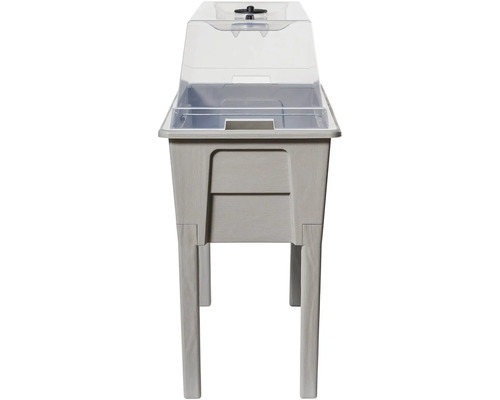 Pěstební stůl s průhledným krytem do zahrady