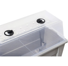 Sadbovací box s průhledným víkem a regulátory ventilace.