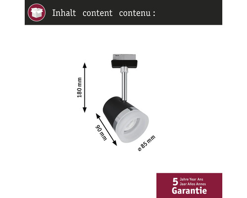 Rozměry lištového světla: výška 180 mm, hloubka 90 mm, průměr 85 mm